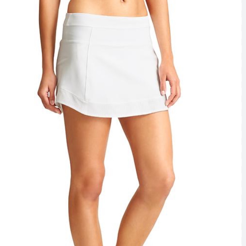 Athleta Anna Athletic Tennis Skirt with Built in Short Mesh Trim Pockets White 🤍